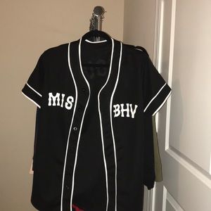 Tops - Oversized Baseball Jersey black and white Top Tops - Oversized Baseball Jersey black and white Top